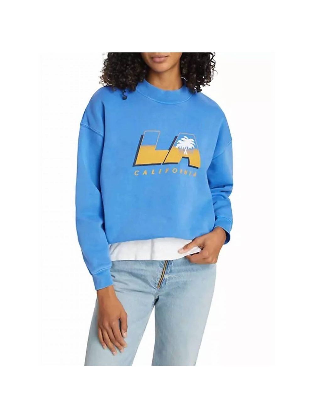 Frame Vintage Inspired LA California Blue Graphic Pullover Sweatshirt